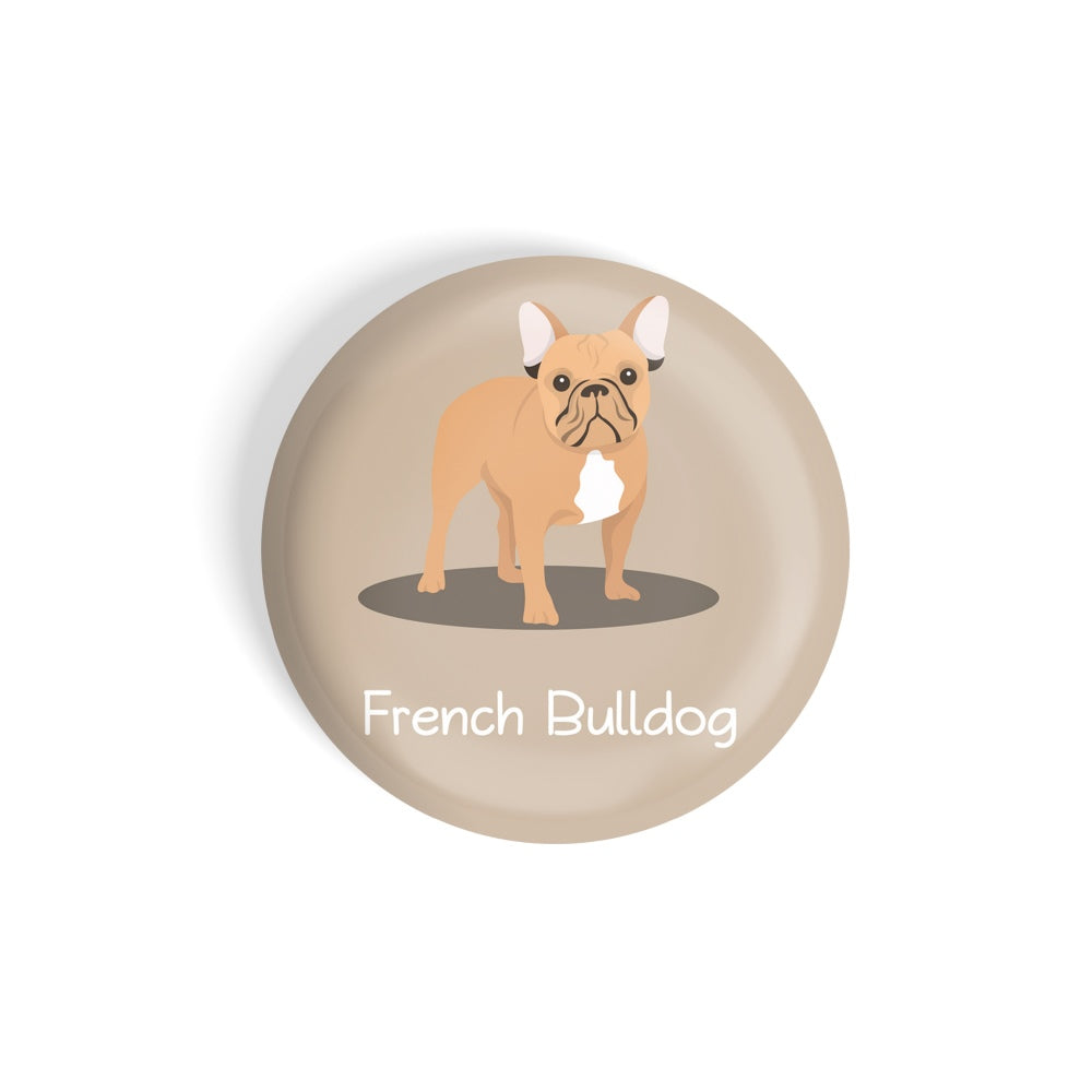 dhcrafts Round Fridge Magnet Brown Color French Bulldog Pet Dog Glossy Finish Design Pack of 1 (58 mm)